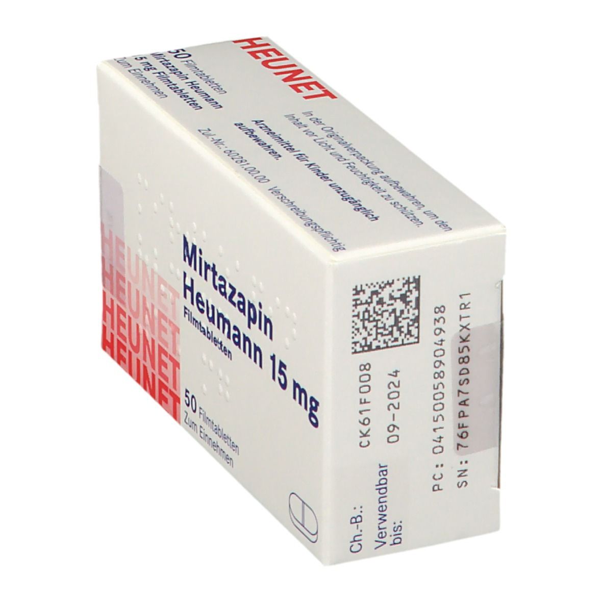 Mirtazapin Heumann 15 mg Filmtabl.Heunet 50 St Filmtabletten