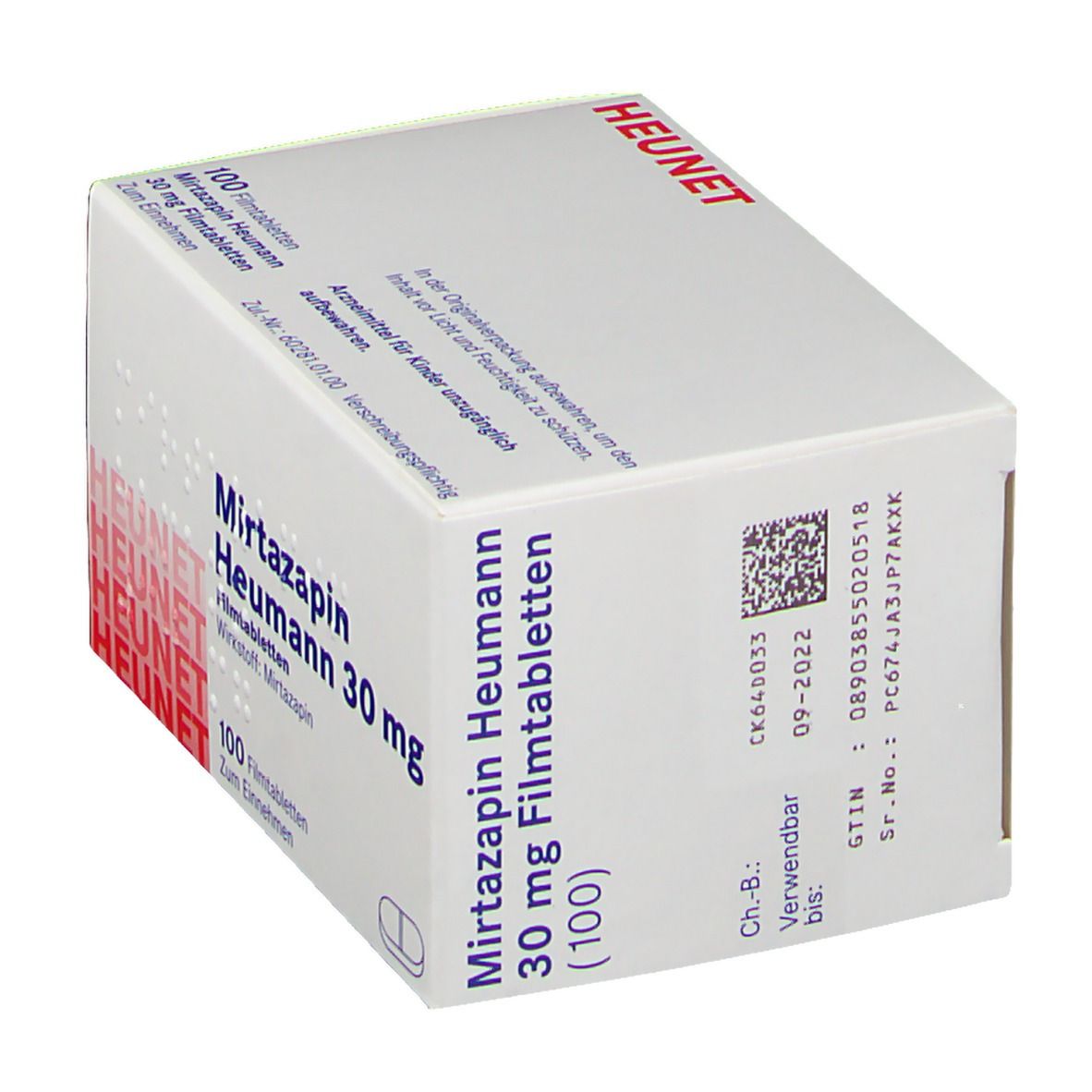 Mirtazapin Heumann 30 mg Filmtabl.Heunet 100 St Filmtabletten