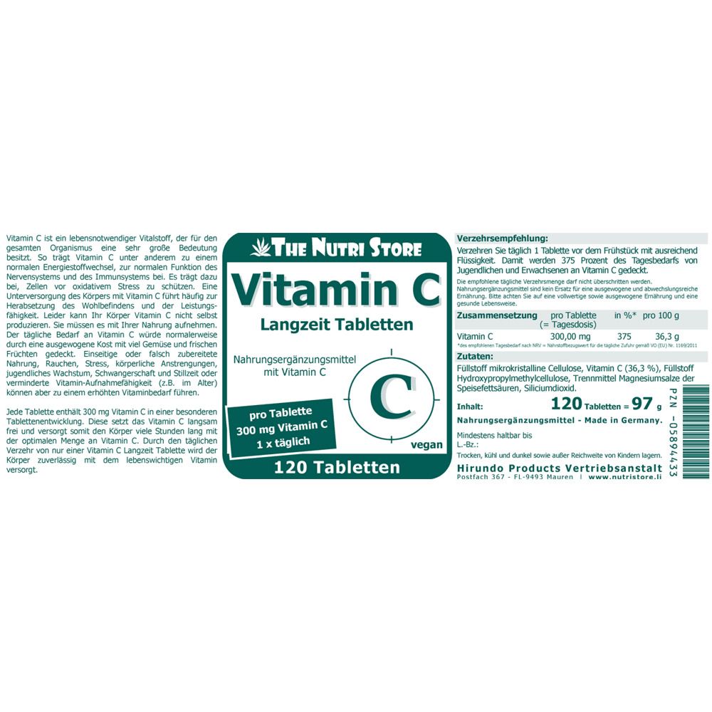 Vitamin C 300 mg Langzeit Tabletten