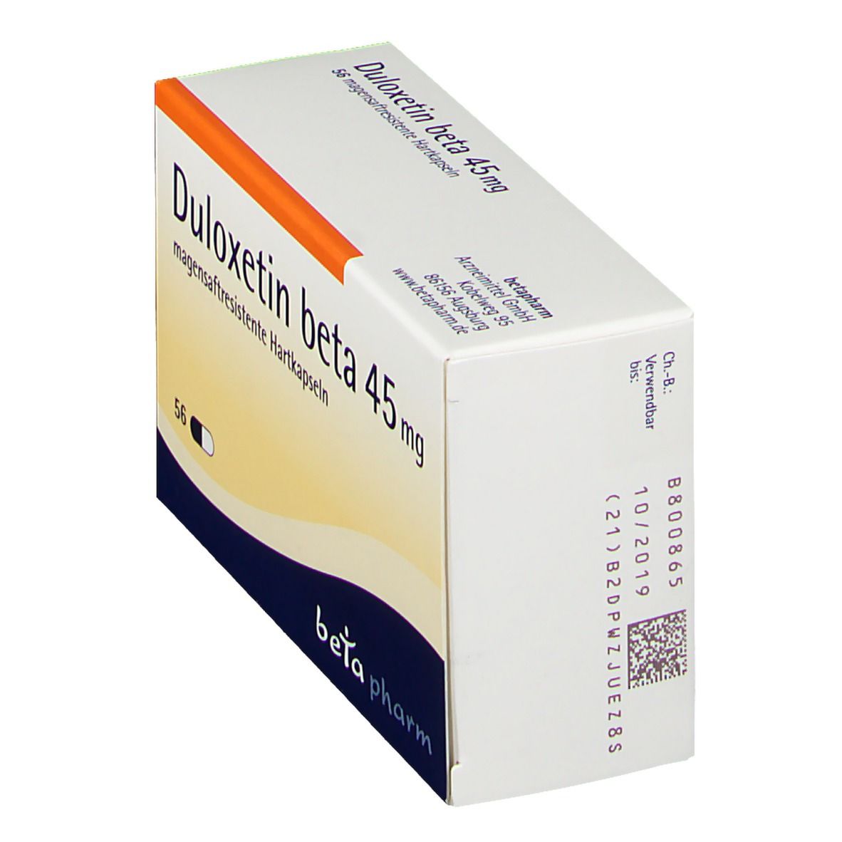 Duloxetin beta 45 mg magensaftresistente Hartkaps. 56 St Magensaftresistente Hartkapseln