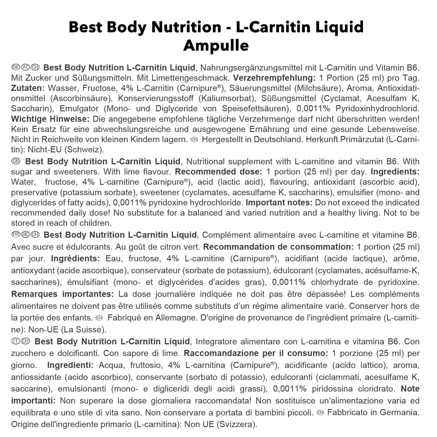 Best Body Nutrition L-Carnitin + Vitamin C