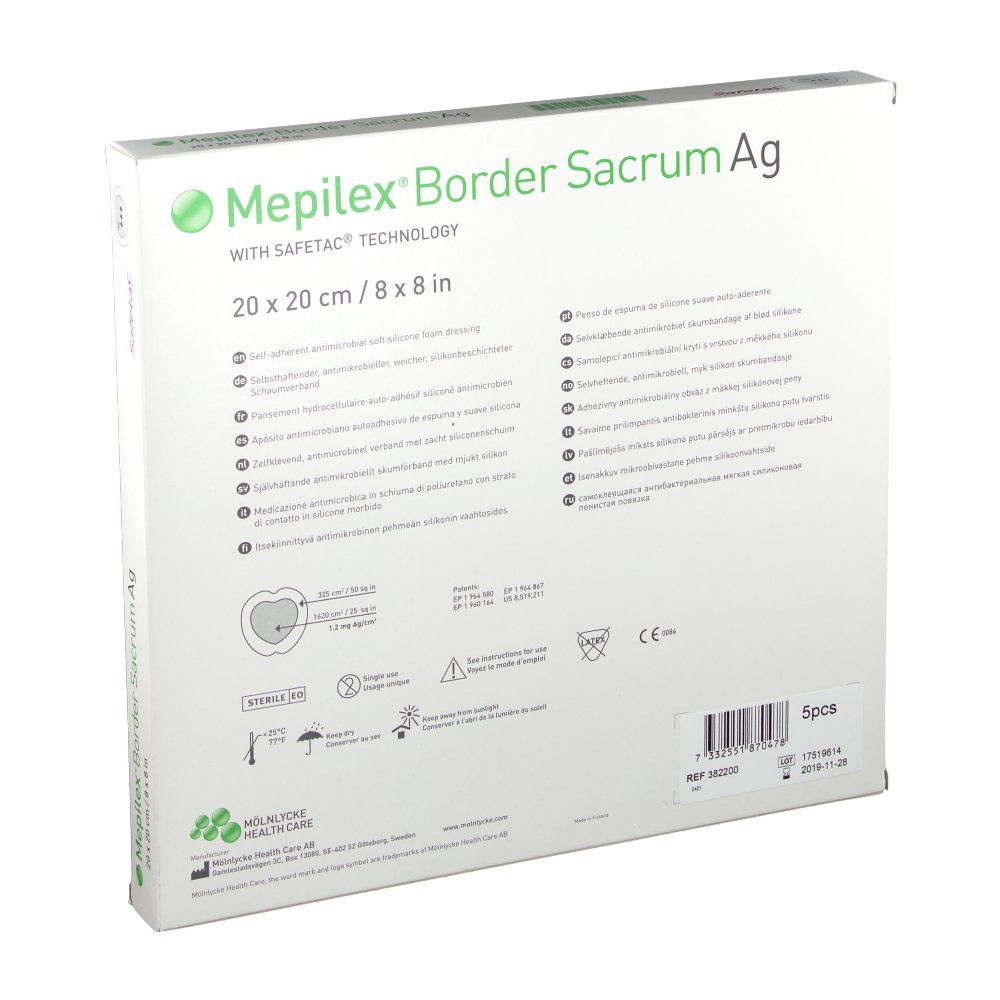 Mepilex® Border Sacrum Ag Schaumverband 20x20 cm