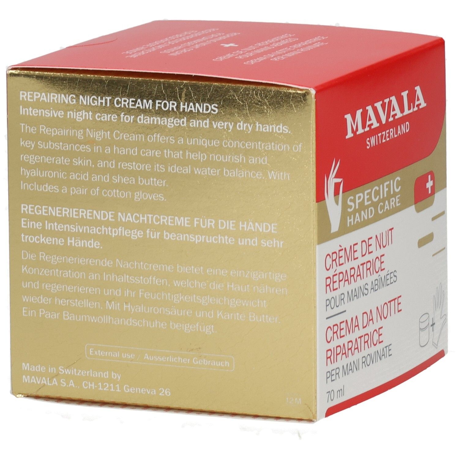 Mavala Switzerland Handcreme Reparatur Nachtcreme für Hände, 70 ml.
