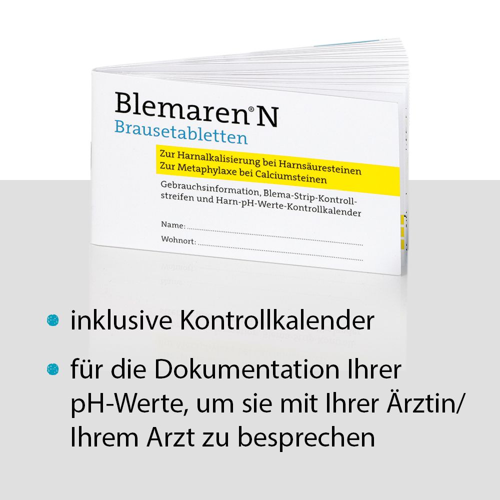 Blemaren®N Brausetabletten: Gebrauchsinformation und Kontrollkalender.