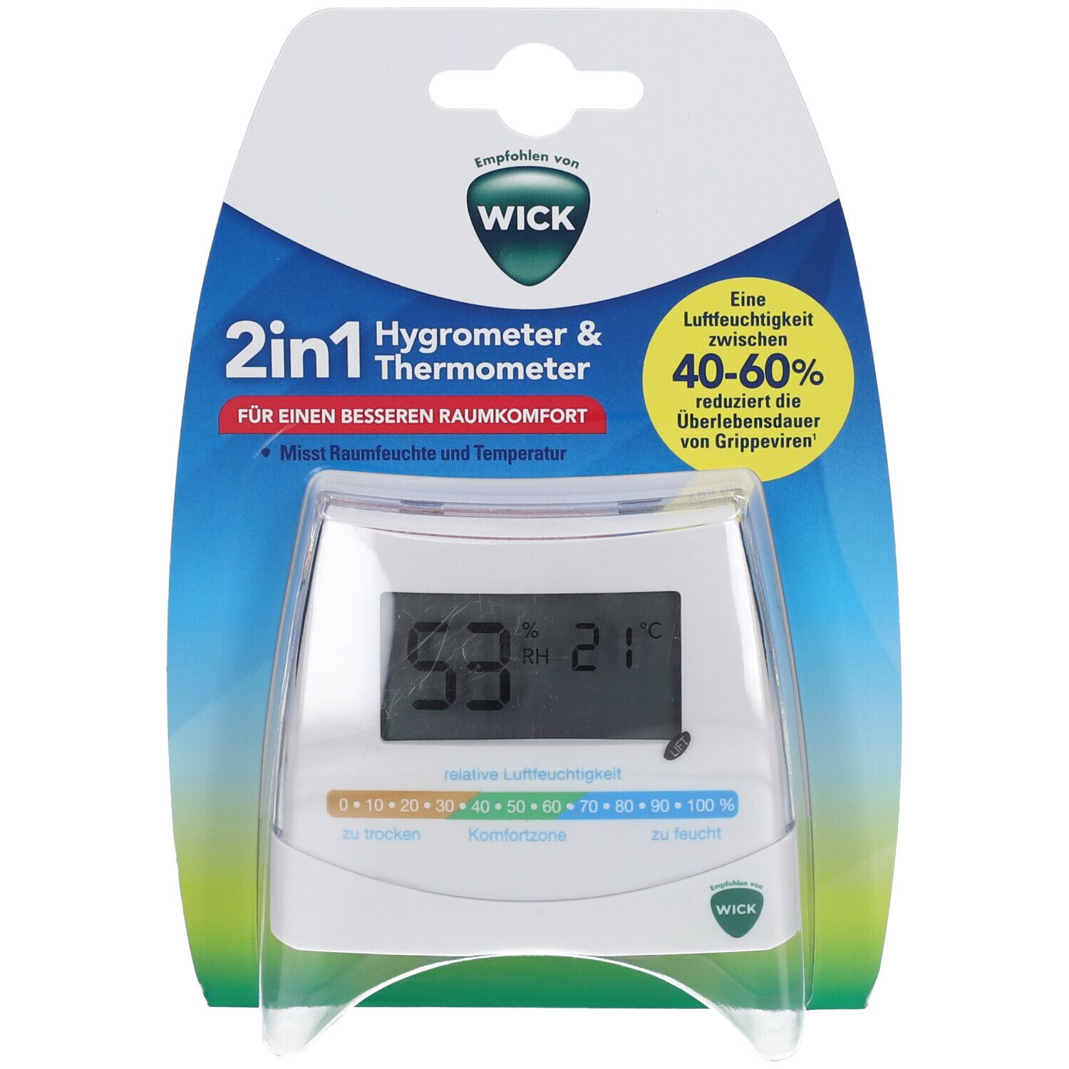 Wick W70DA Igrometro E Termometro 2 In 1 – Misuratore Digitale Di Umidità E Temperatura Ambiente