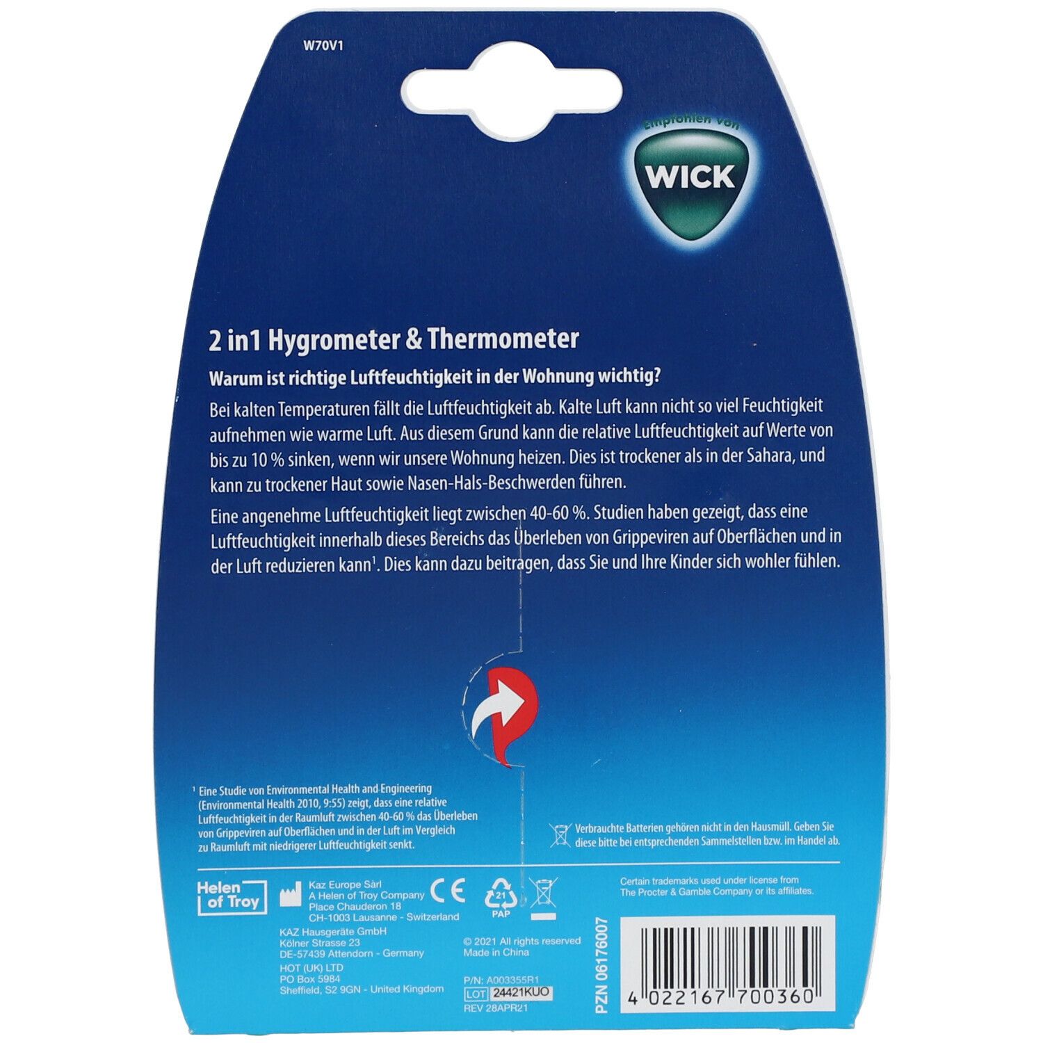 WICK 2-in-1 Hygrometer & Thermometer 1 St - SHOP APOTHEKE | Wettersensoren
