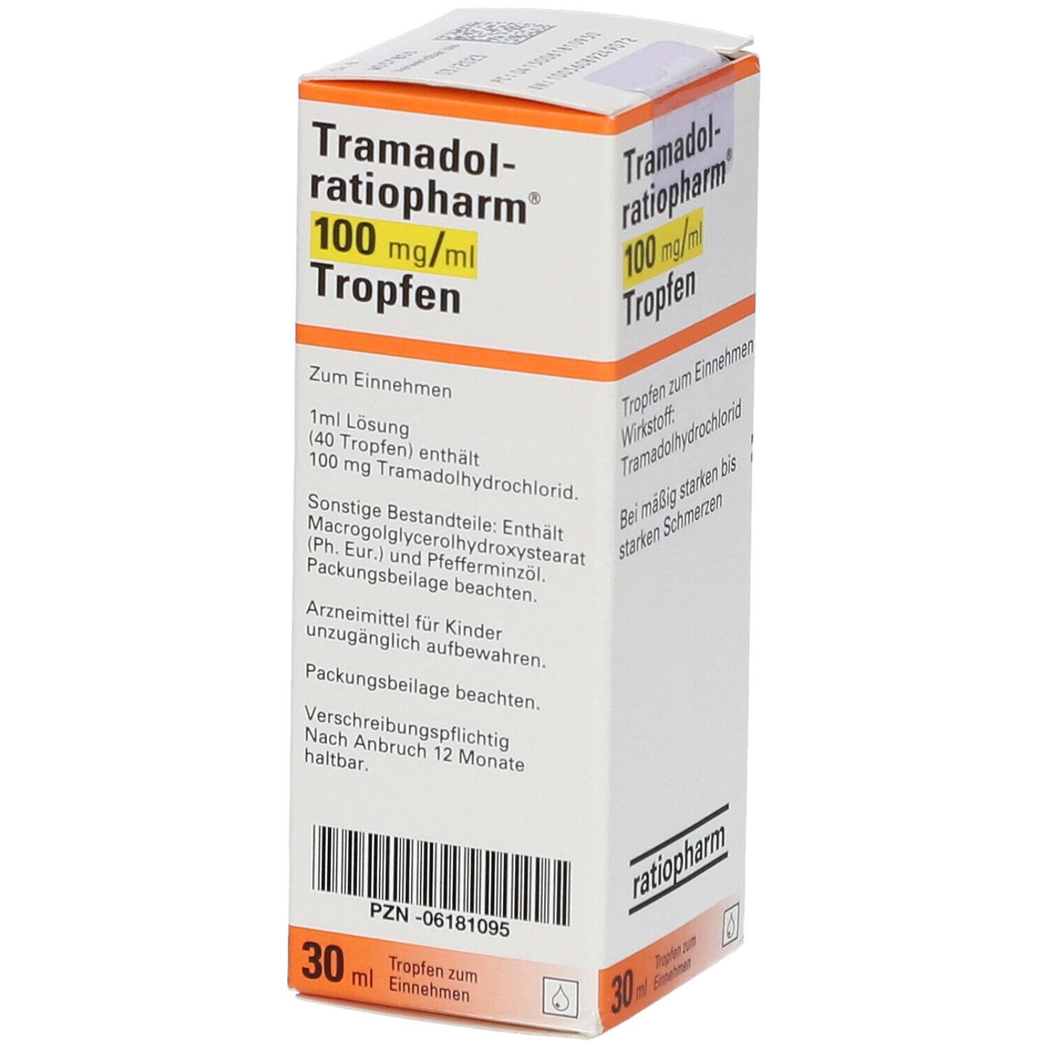 TRAMADOL-ratiopharm 100 mg/ml Tropfen z.Einnehmen 30 ml zum Einnehmen