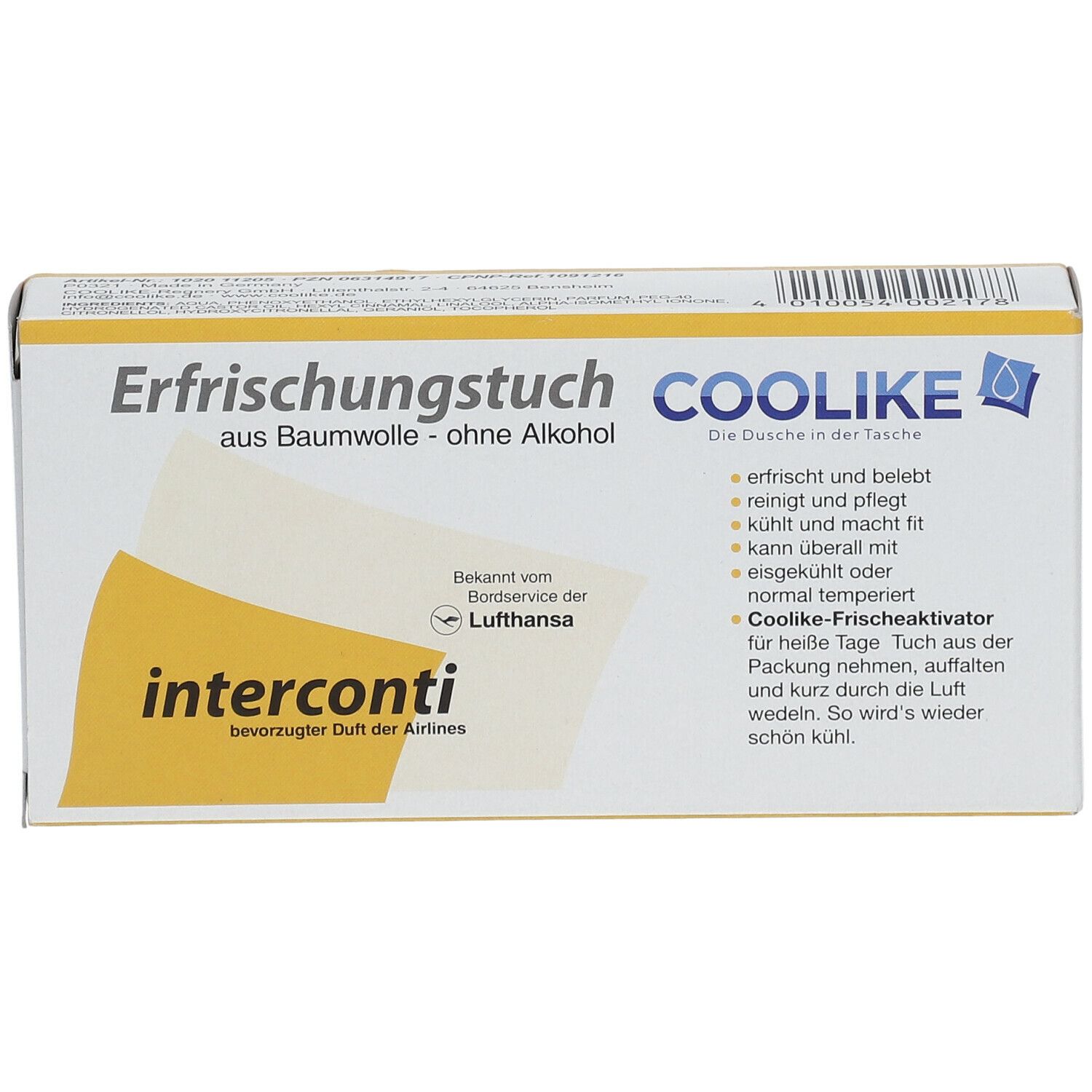 Coolike® interconti Erfrischungstücher