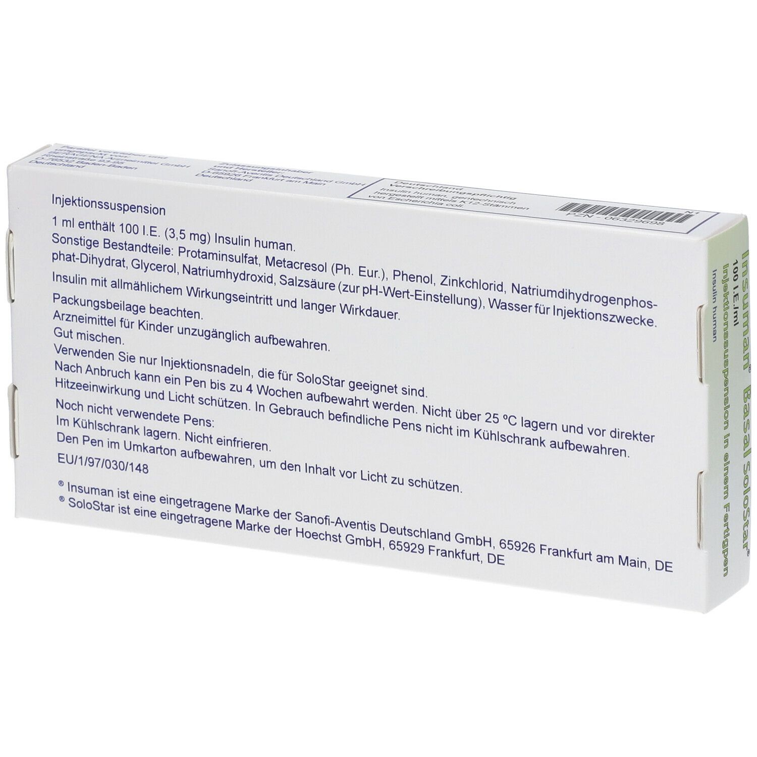 Insuman Basal 100 I.E./ml SoloStar 5x3 ml mit dem E-Rezept kaufen ...