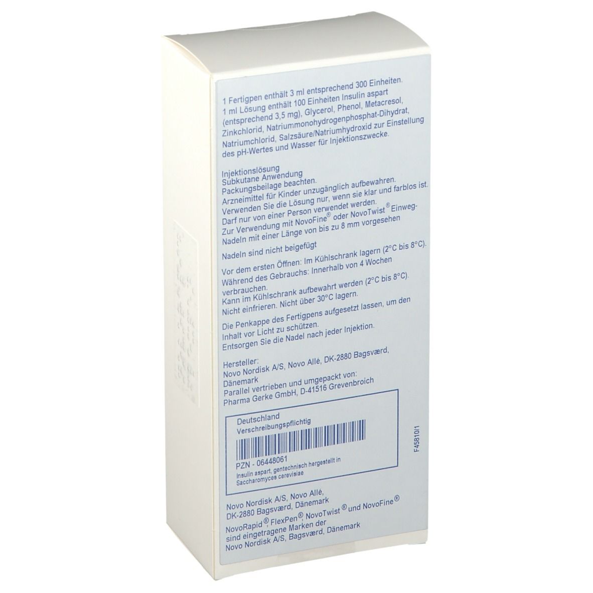 Rückseite der Verpackung mit Textinformationen. Herstellerinformationen, Inhaltsstoffe und Chargennummer.