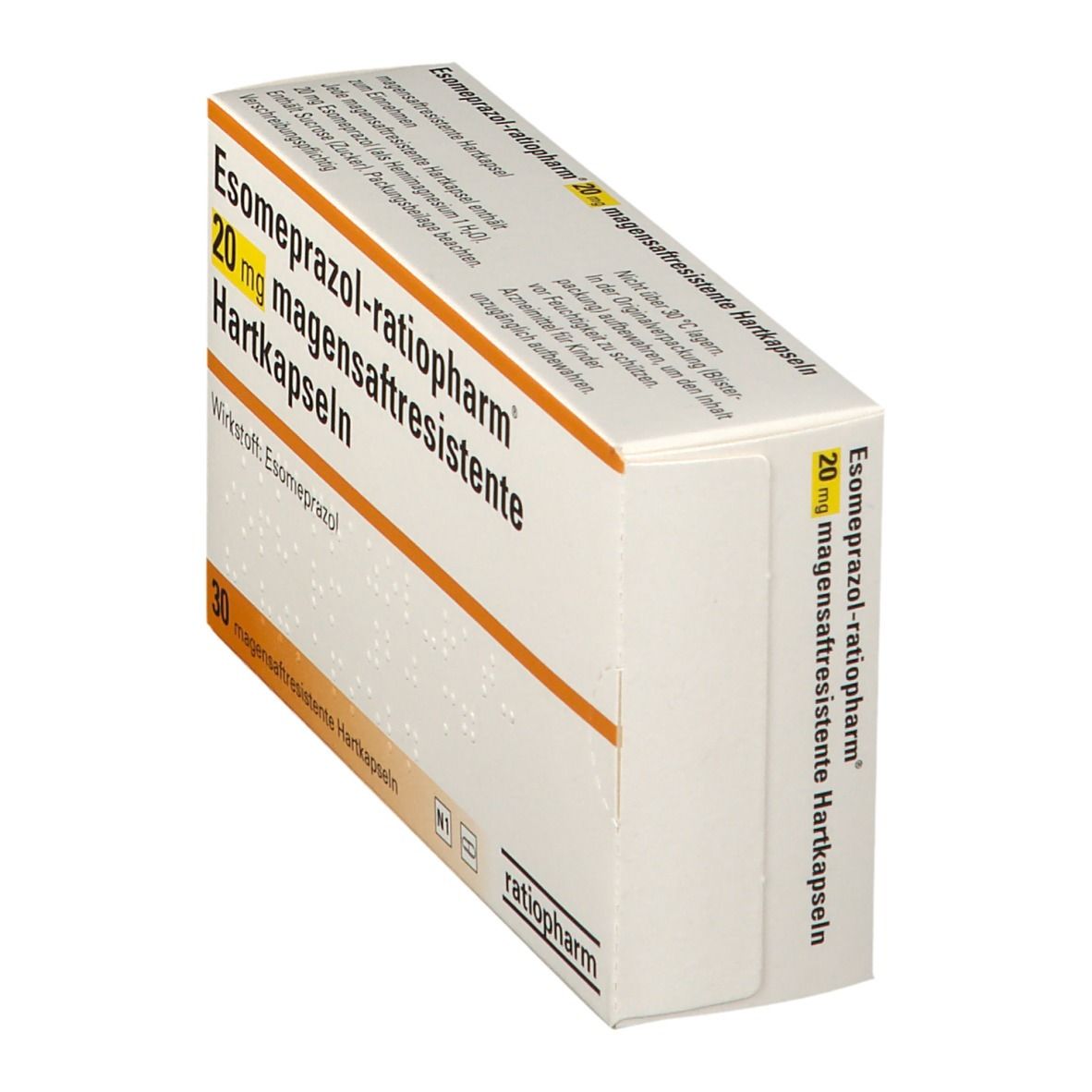 ESOMEPRAZOL-ratiopharm 20 mg magensaftr.Hartkps. 30 St Kapseln magensaftresistent