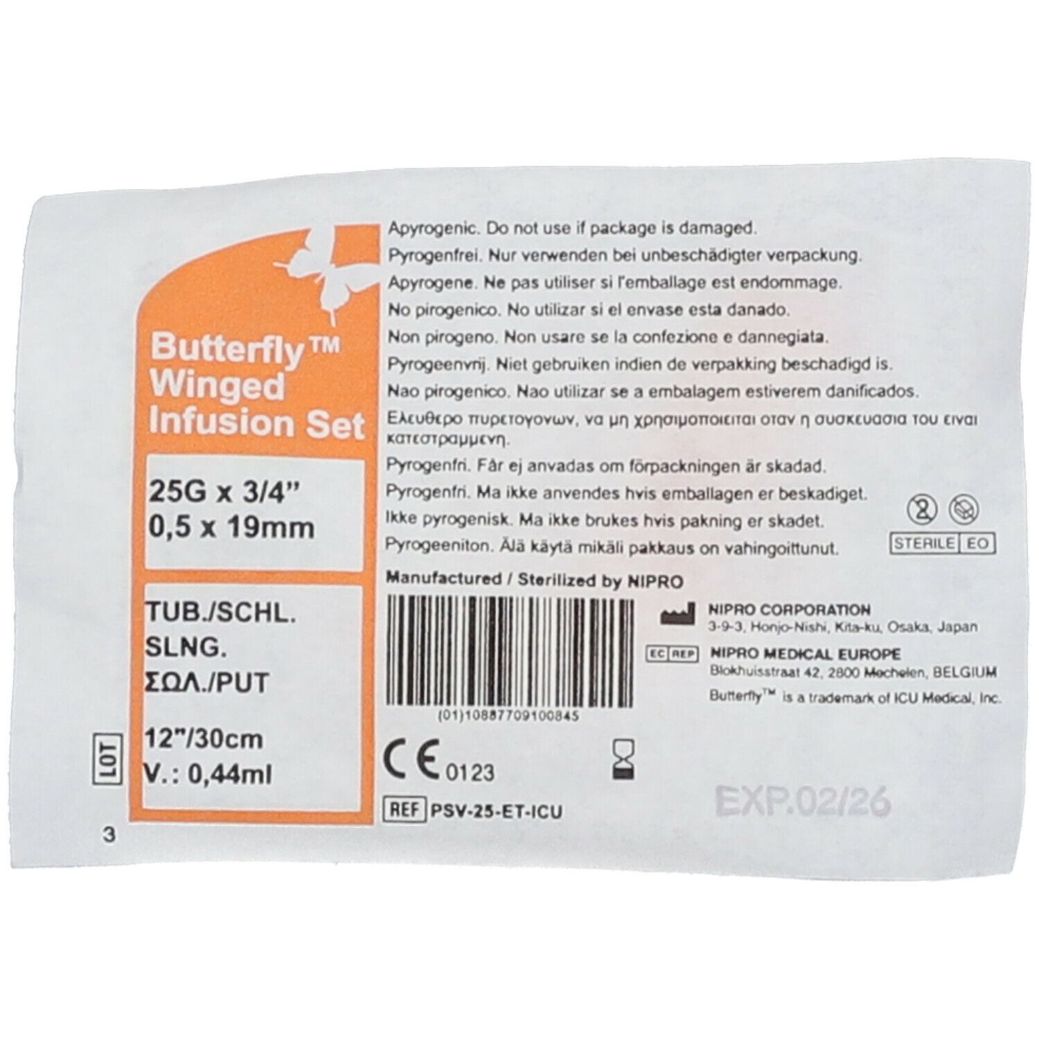 Butterfly™ Kanüle 25G 3 3/4" 0,5 x 19 mm