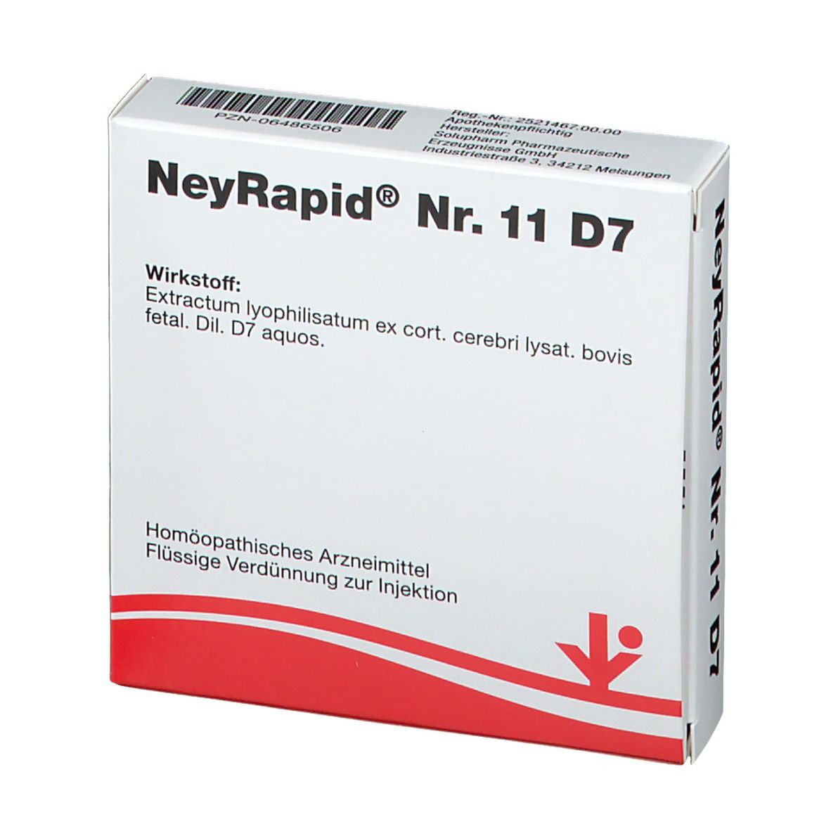 NeyRapid Nr. 11 D7-Verpackung. Weißer Karton mit Logo und Text. Homöopathisches Arzneimittel. Text in Deutsch.