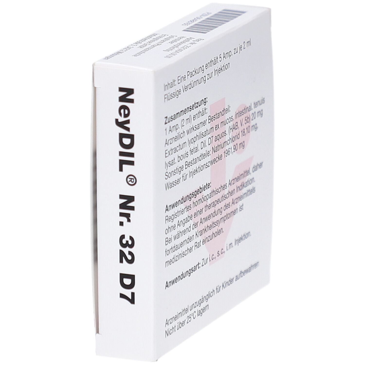 Schachtel, schräg. Aufschrift: NeyDIL Nr. 32 D7. Enthält Informationen zu Inhaltsstoffen und Anwendung.