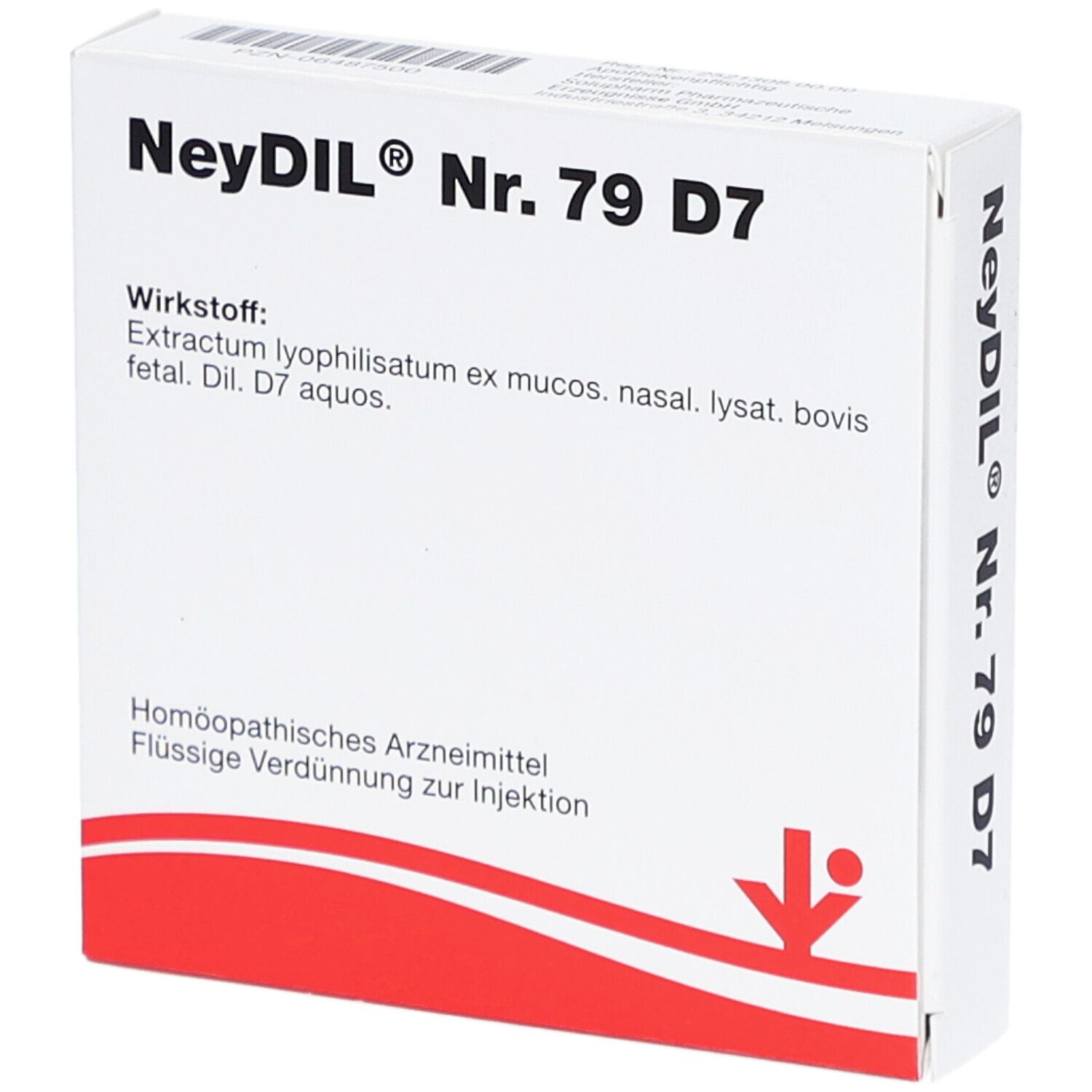 Weiße Faltschachtel mit rotem Streifen. Aufschrift: NeyDIL® Nr. 79 D7. Wirkstoff und weitere Informationen.