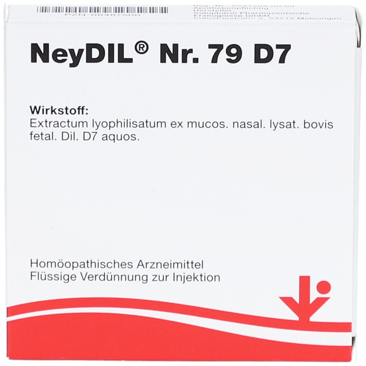 Weiße Faltschachtel mit rotem Streifen. Aufschrift: NeyDIL® Nr. 79 D7. Wirkstoff und weitere Informationen.