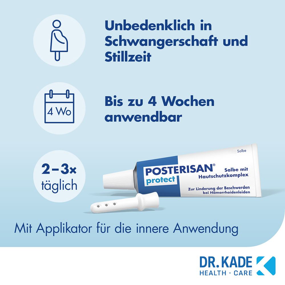 Posterisan protect Salbe: Anwendung in Schwangerschaft und Stillzeit, mit Applikator.
