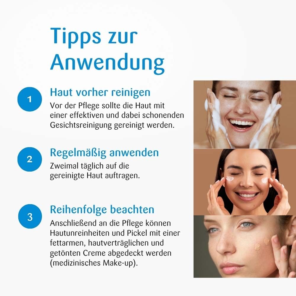 benevi hydroderm Gesichts-Fluid plus. Anwendungstipps. Frauen reinigen, auftragen und bedecken die Haut.