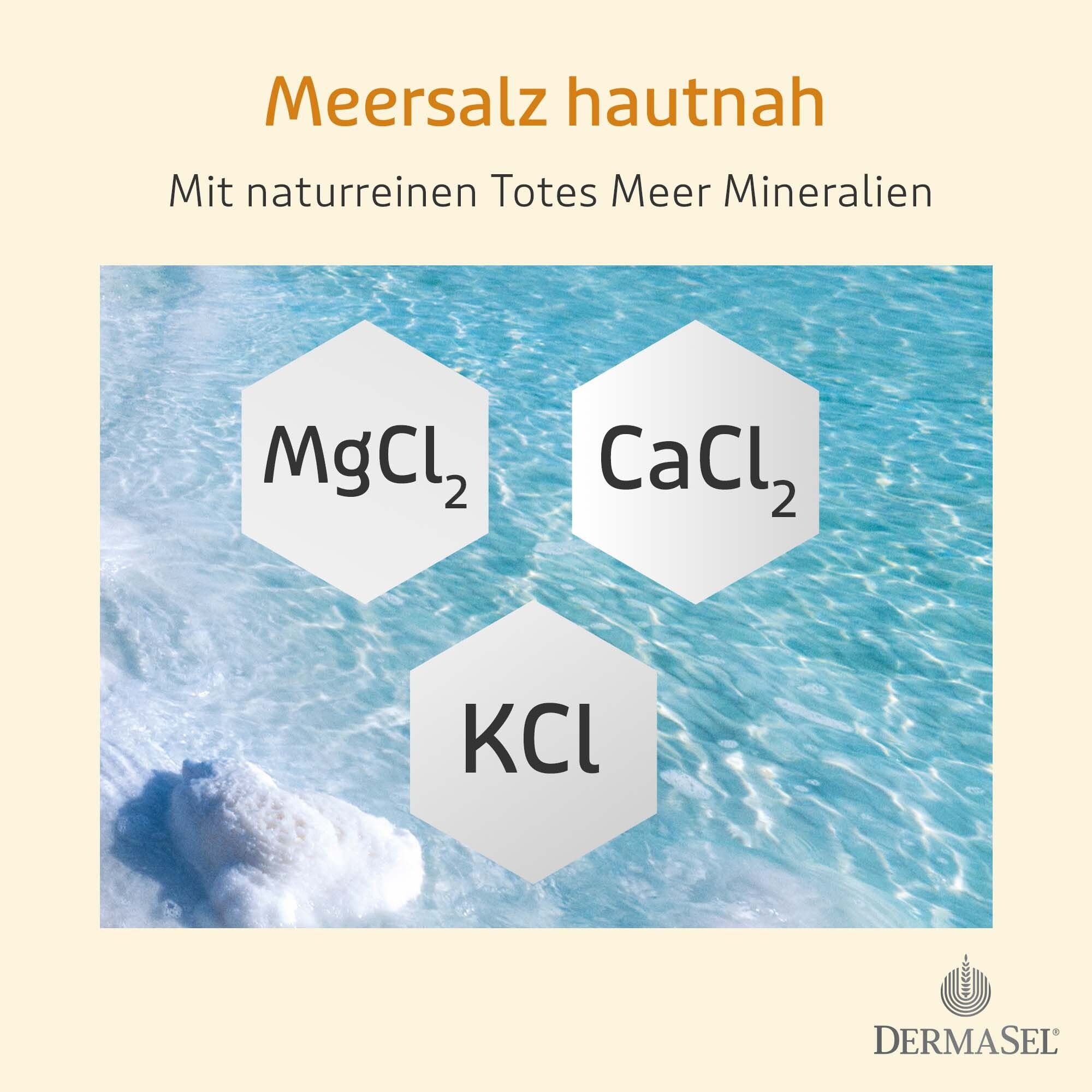 Frau unter der Dusche. Text: Sanfte Reinigung - ideal für die tägliche Anwendung. Erfrischt und belebt.