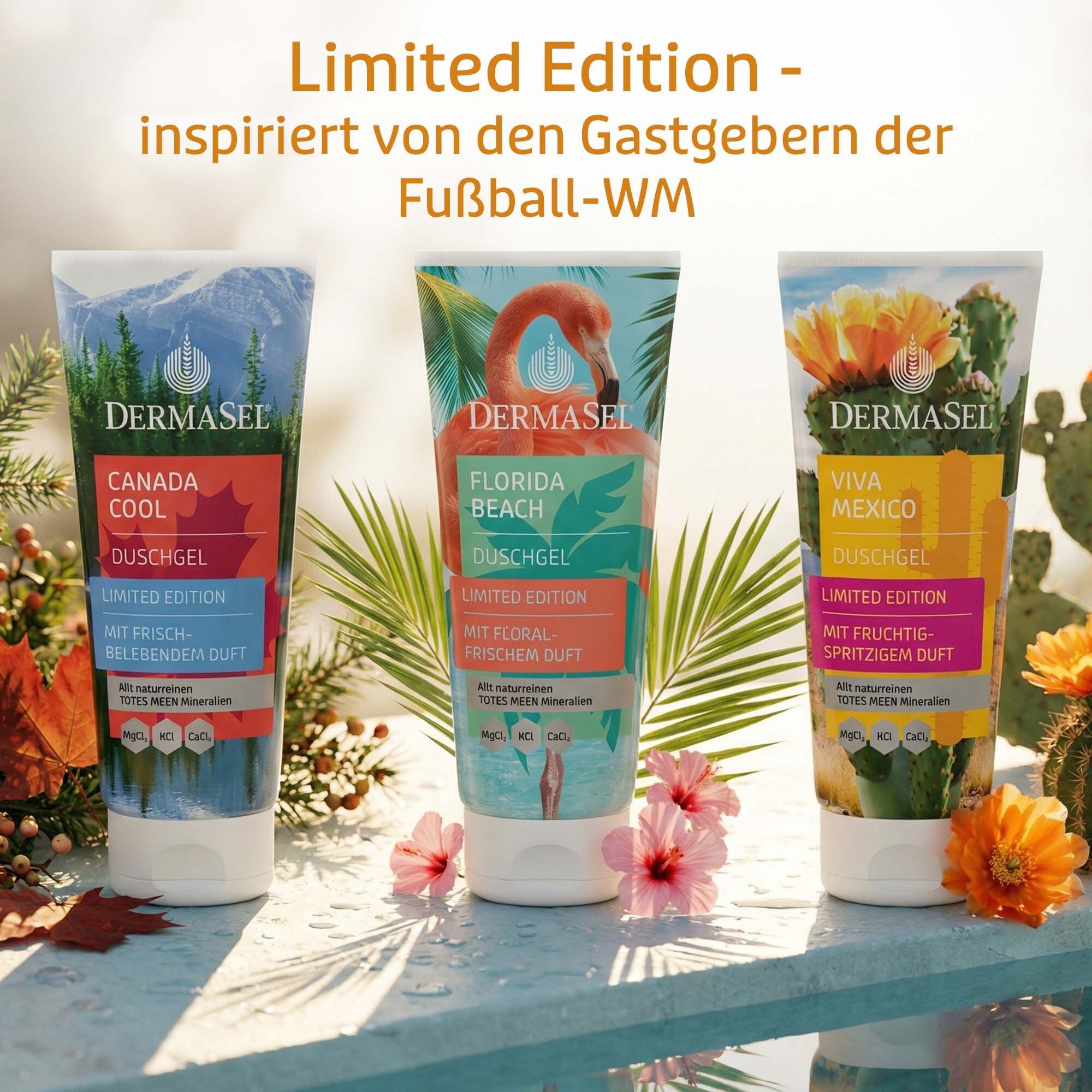 Text: Magnesium normalisiert das Hautmilieu. Calcium schützt den Wasserhaushalt. Kalium reguliert den Salzhaushalt.