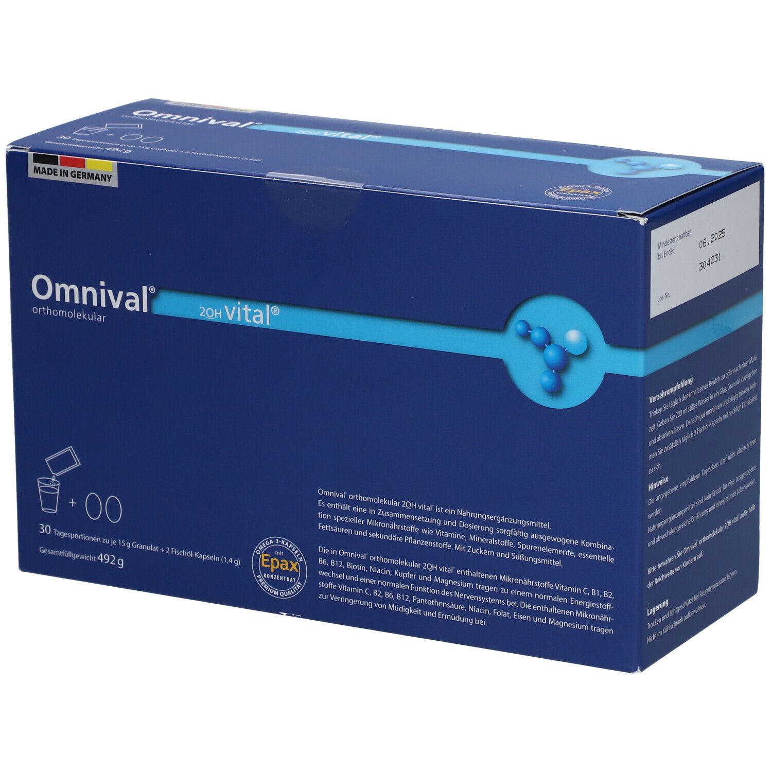 Omnival® orthomolekular 2OH vital® 30 TP Granulat + Kapseln