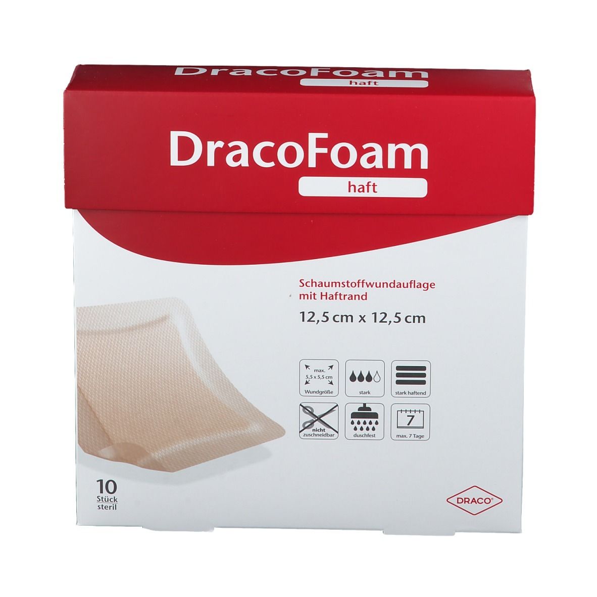 DracoFoam haft steril 12,5 cm x 12,5 cm