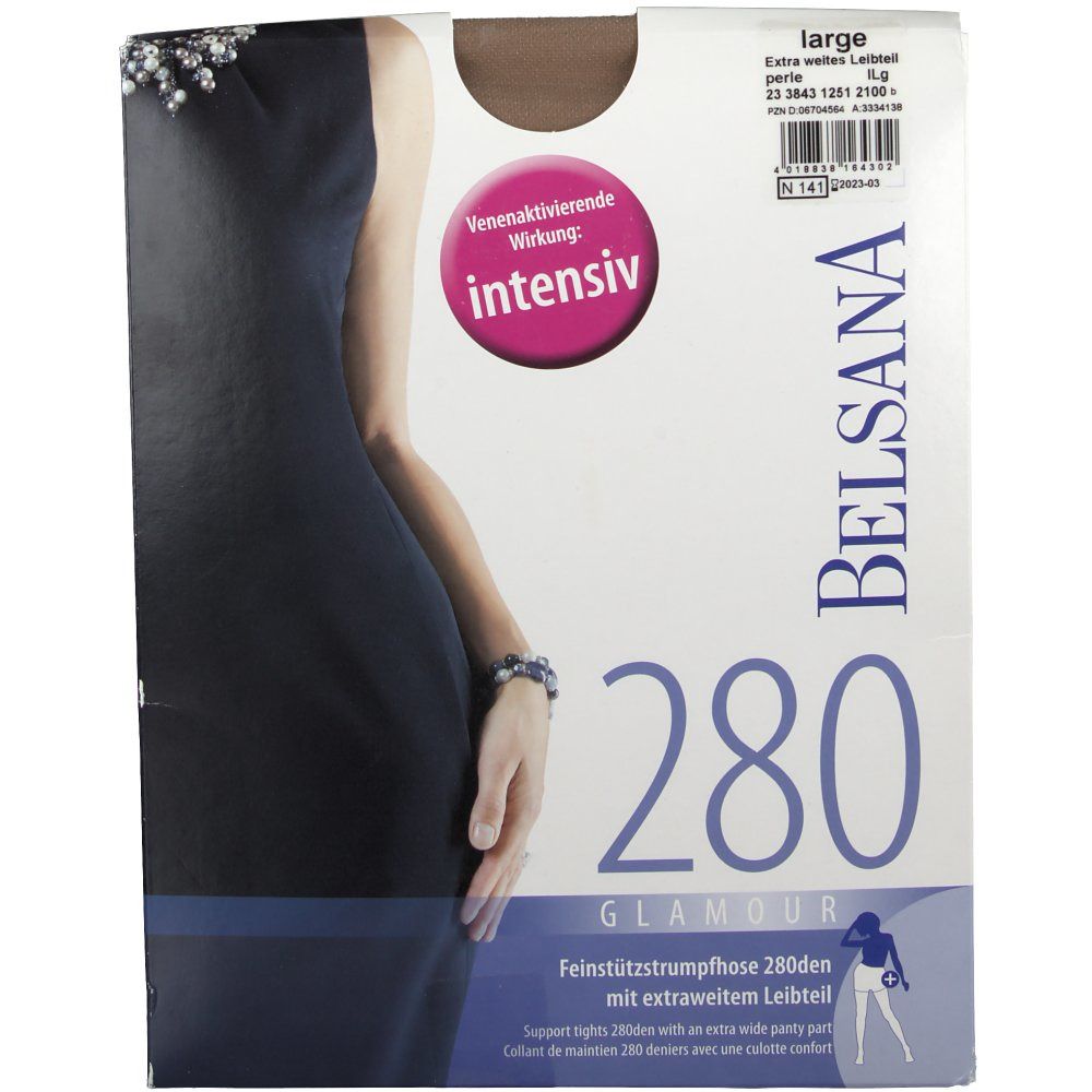 BELSANA 280den Glamour Strumpfhose für Schwangere Größe large Farbe perle lang