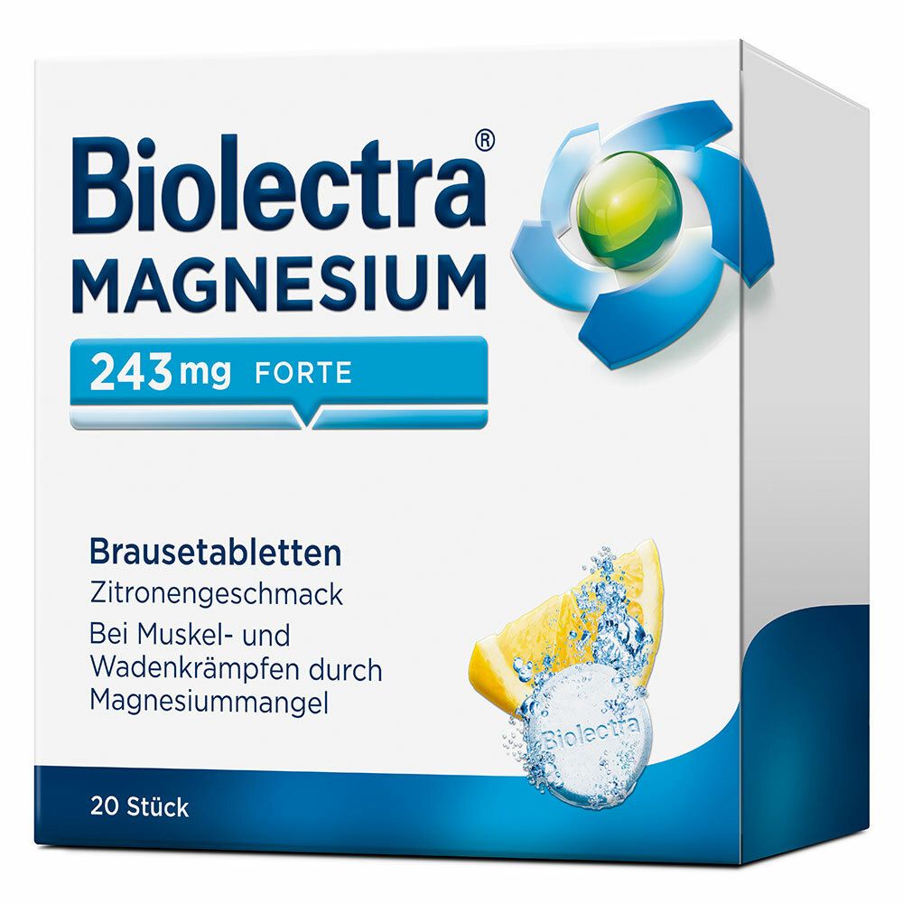 Biolectra Magnesium 243 mg forte Zitrone Br.-Tabl. 20 St Brausetabletten