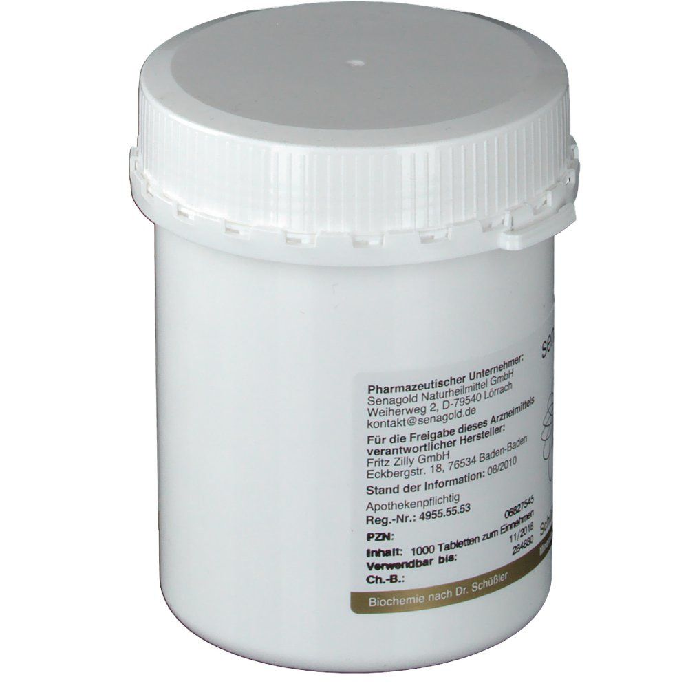 Weiße Dose mit Schraubverschluss. Text auf der Dose. Apothekeninformationen. Seitenansicht.