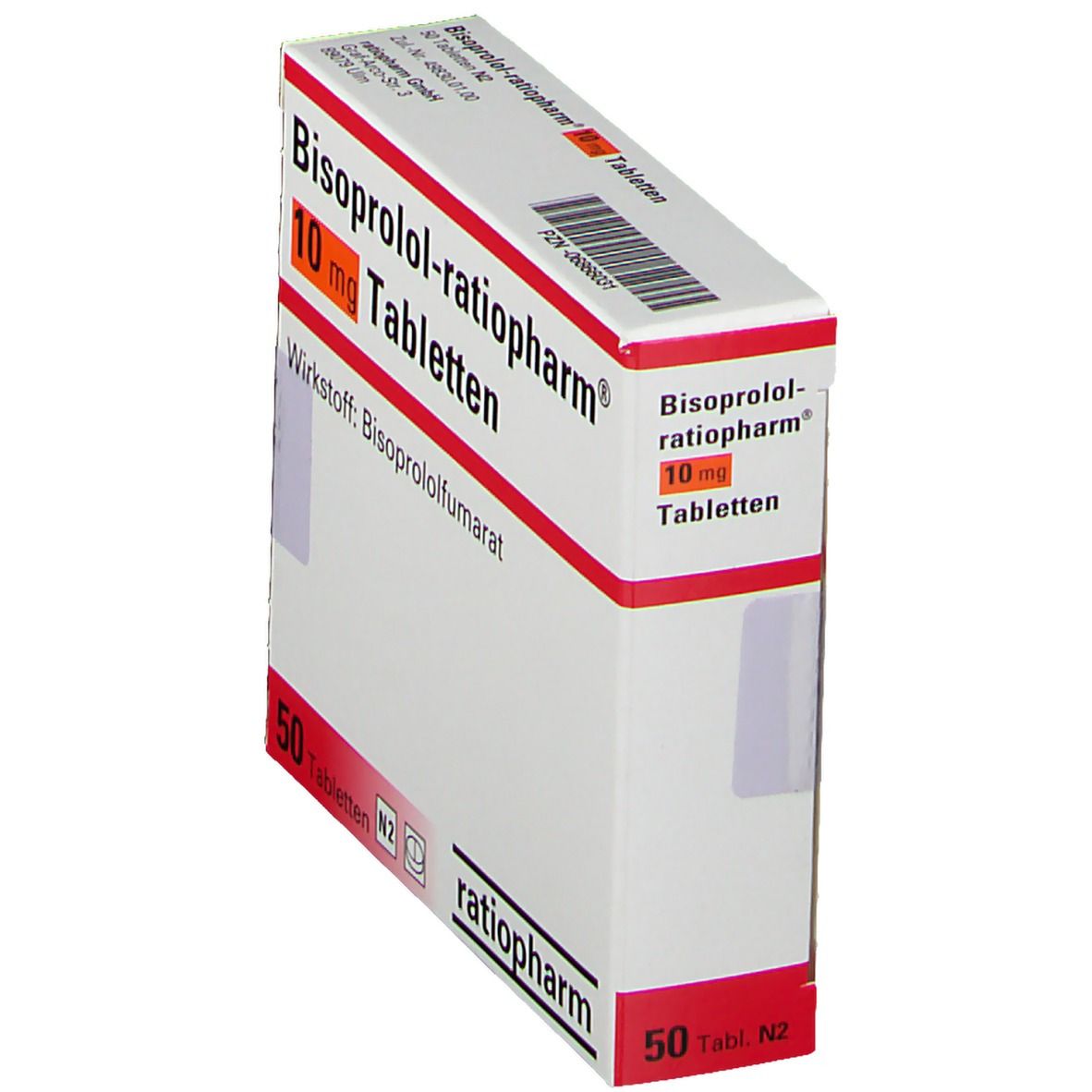 BISOPROLOL-ratiopharm 10 mg Tabletten 50 St