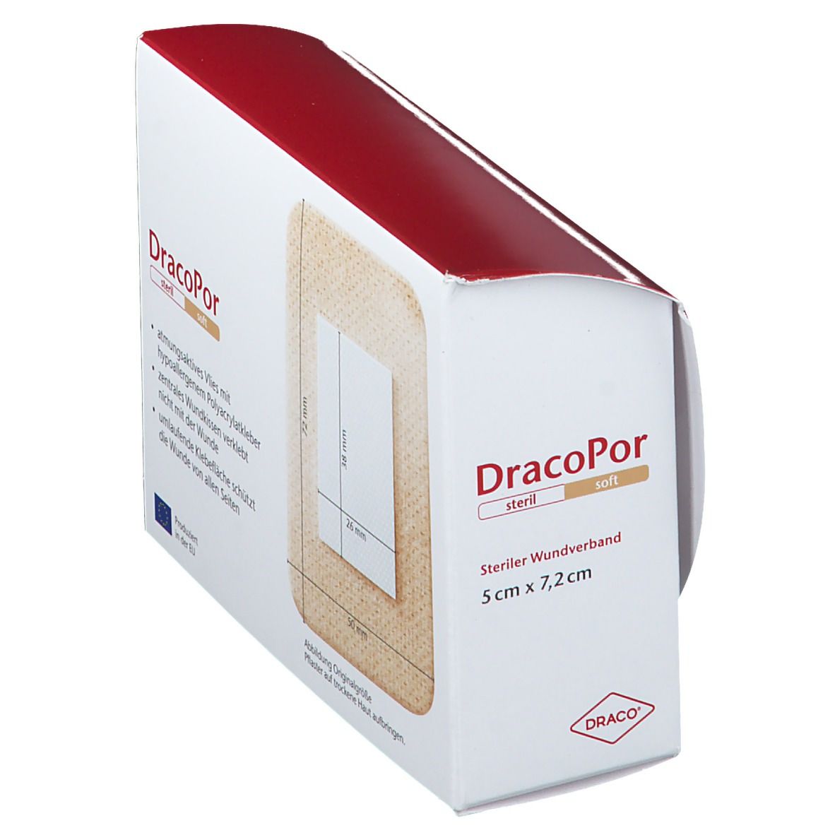 DracoPor Soft hautfarben 5 cm x 7,2 cm steril