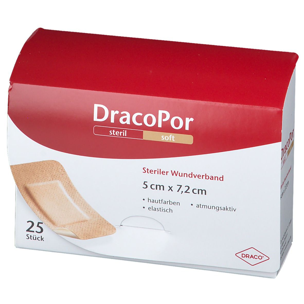 DracoPor Soft hautfarben 5 cm x 7,2 cm steril
