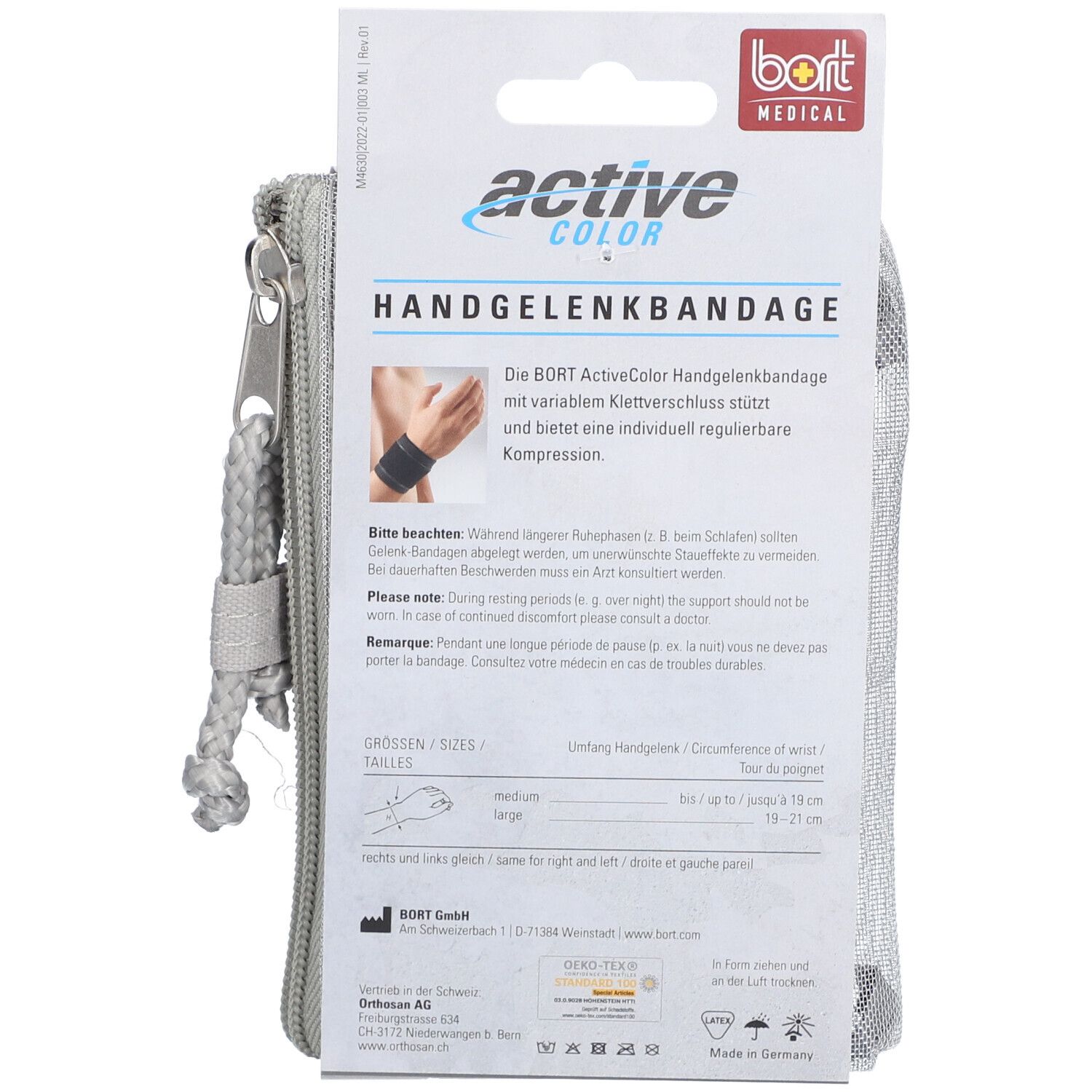 Bort Activecolor Handgelenkbandage medium blau