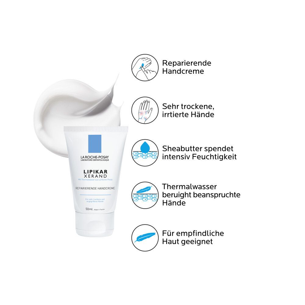 La Roche-Posay Lipikar Xerand Handcreme. Produktmerkmale: Reparierende Handcreme, für sehr trockene, irritierte Hände.
