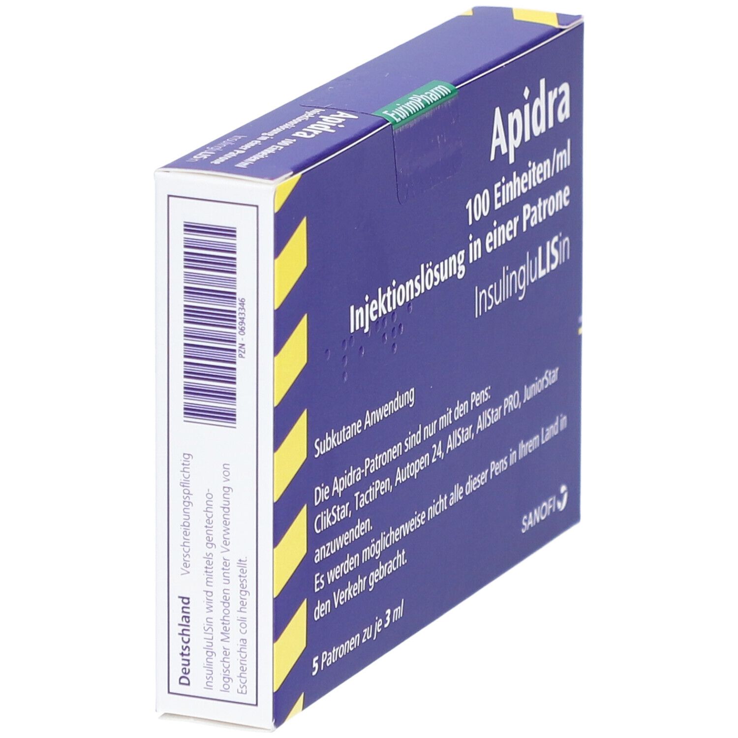 Apidra 100 E/ml Inj.-Lsg.i.e.Patrone 5x3 ml Zylinderampullen