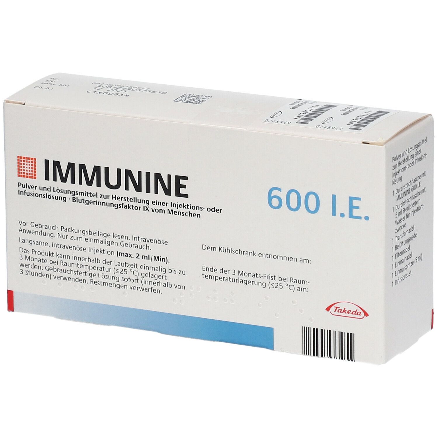 IMMUNINE 600 I.E. Plv.u.LM z.Her.e.Inj./Inf.-Lsg.