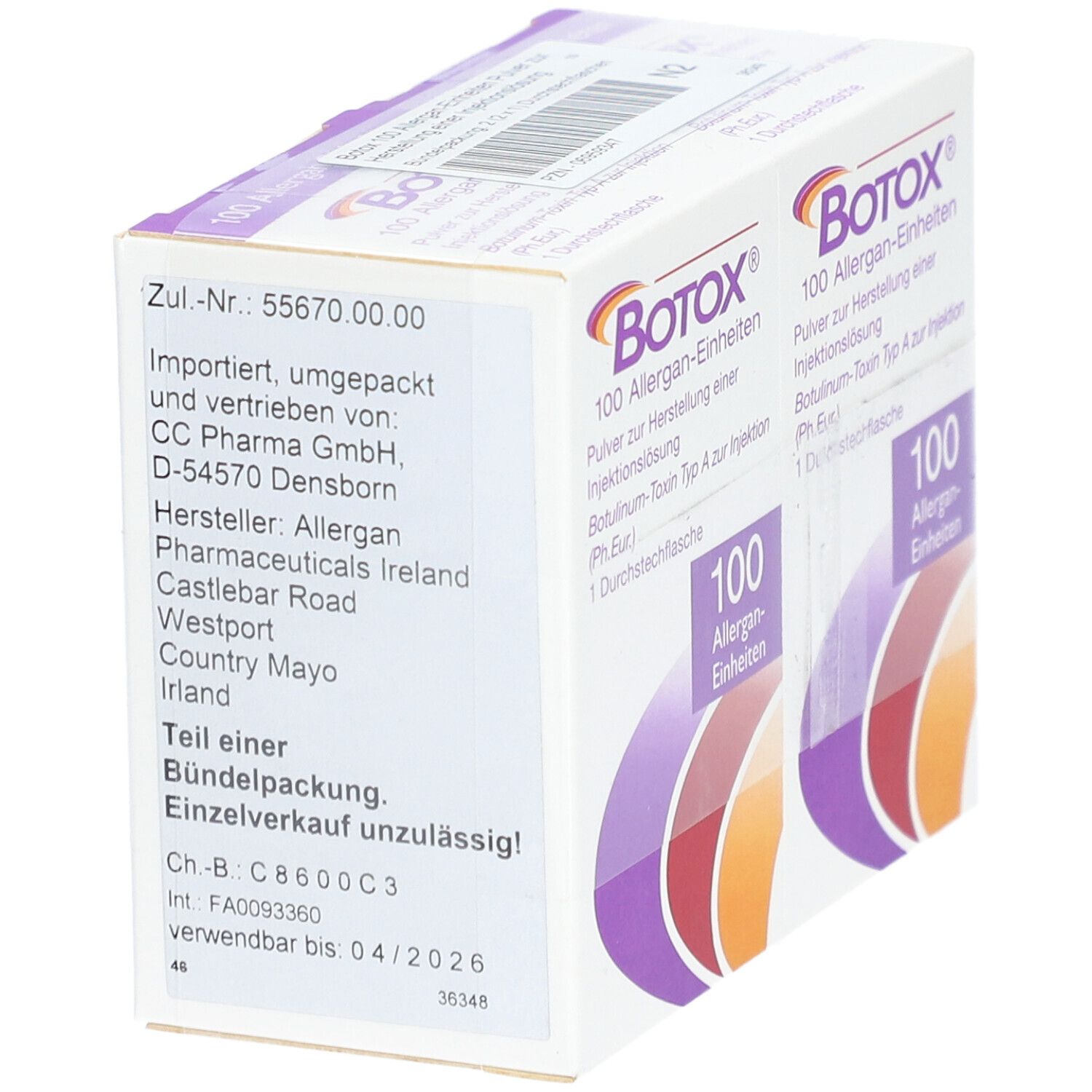 Botox Multipack 3x100 Allergan-E. P.z.H.e.Inj.-L. 1 St Pulver zur Herstellung einer Injektionslösung