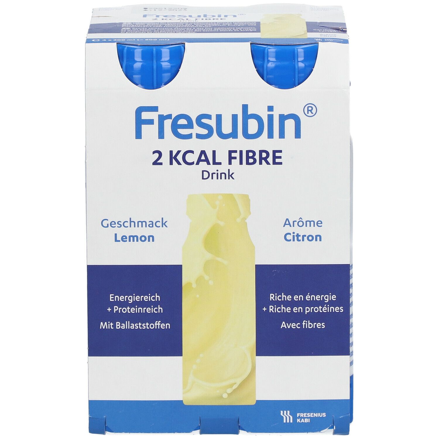 Fresubin 2 kcal Fibre Trinknahrung Lemon | Aufbaukost & Nahrung mit Vitamin D für mehr Energie