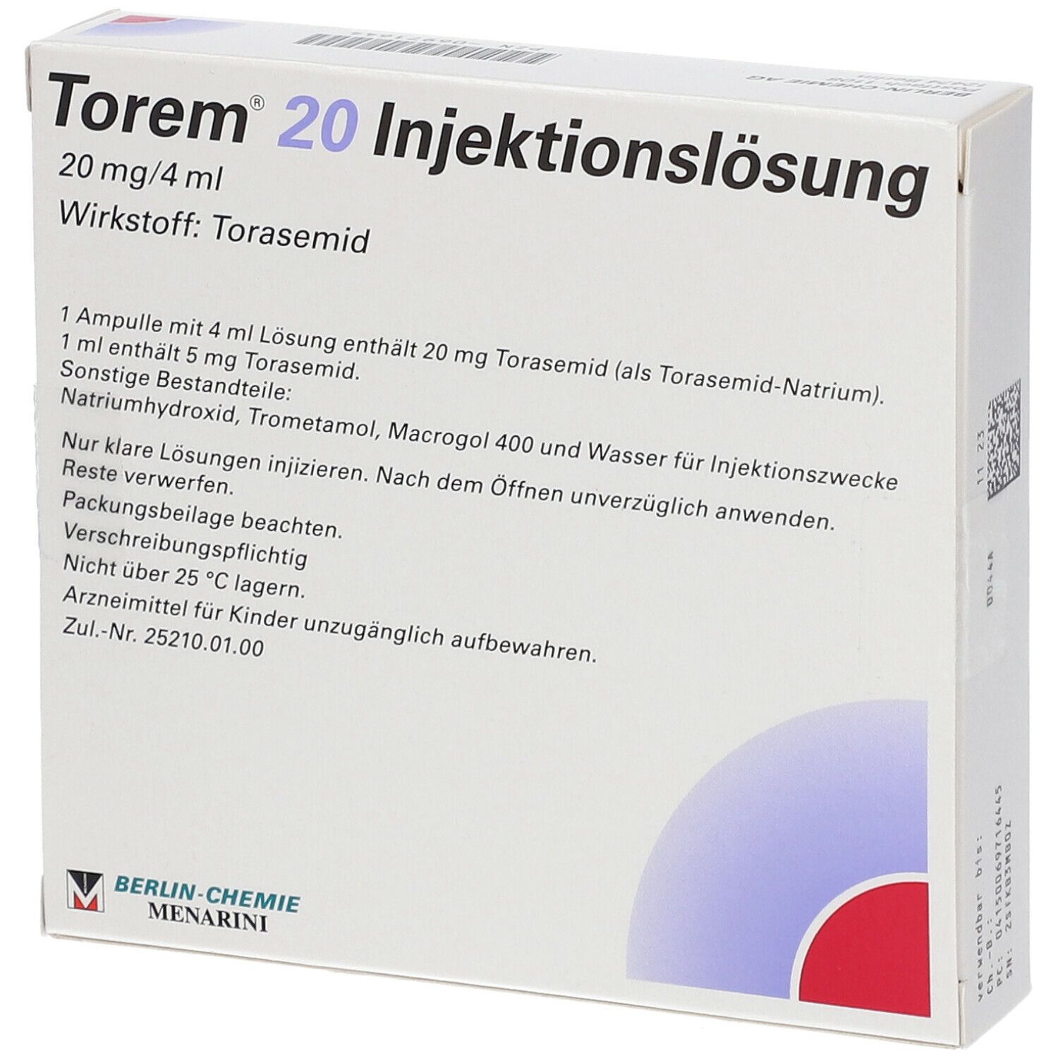 Torem® 20 Injektionslösung 5x4 Ml Mit Dem E-Rezept Kaufen - Shop Apotheke