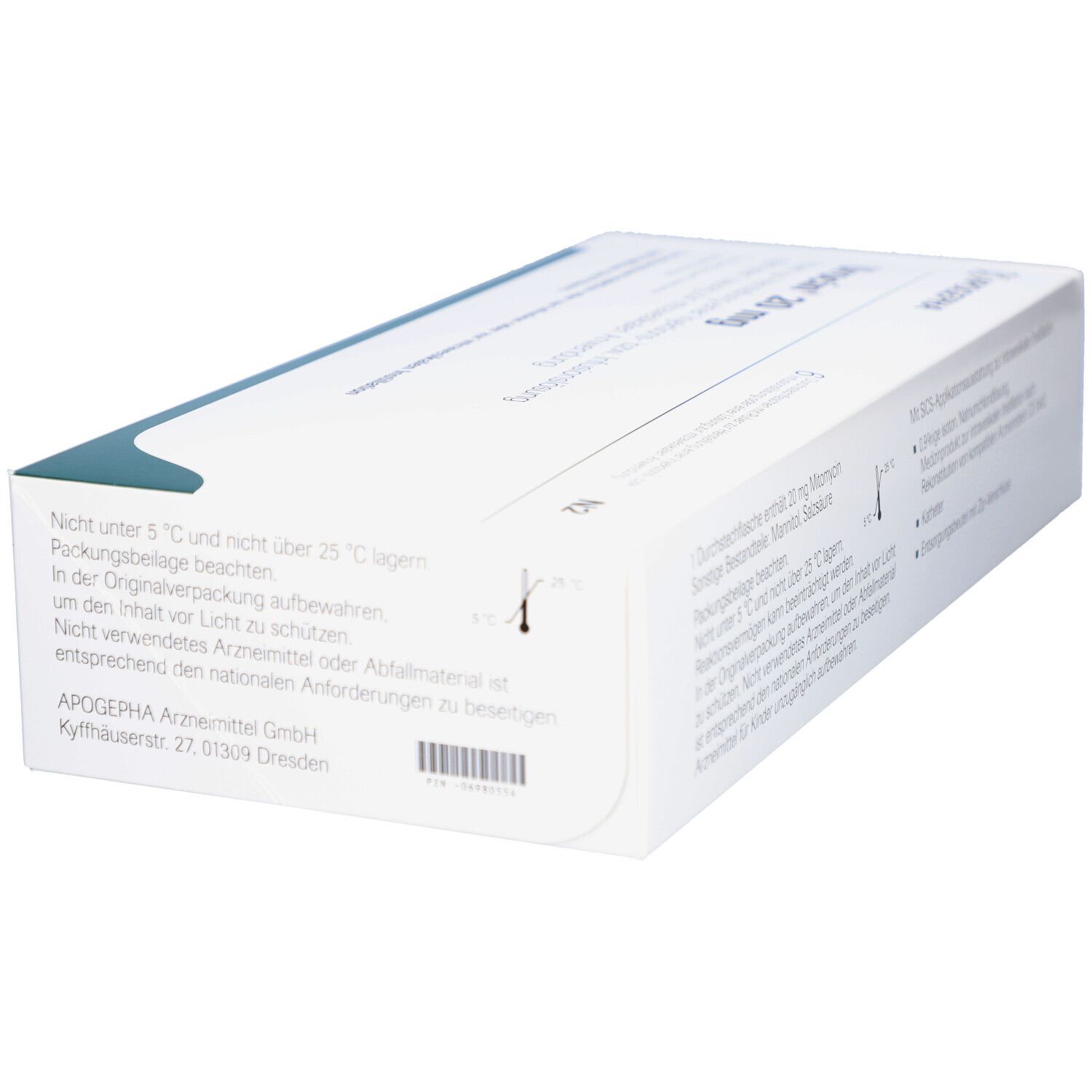 Schachtel Urocin 20 mg, schräg von oben. Text und Logos auf weißem Hintergrund.