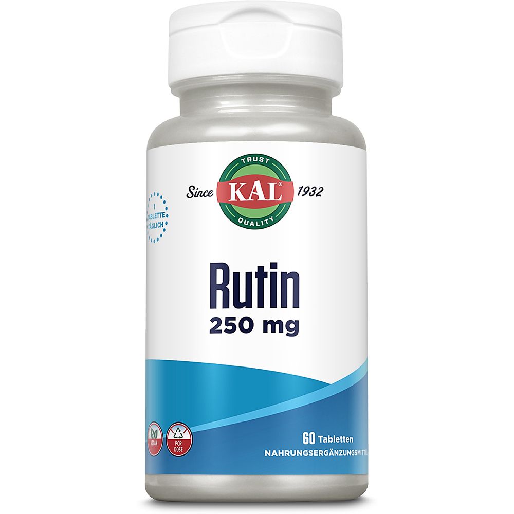 KAL Rutin 250 mg Nahrungsergänzungsmittel Flasche, 60 Tabletten.