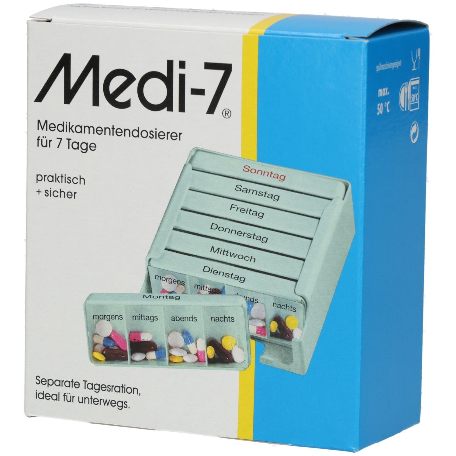 Medikamentendosierer für 7 Tage, türkis 1 St Dose