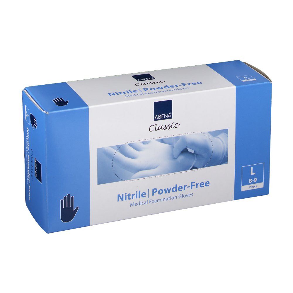Classic Nitril Handschuhe puderfrei Gr. L 8-9 blau 150 St Handschuhe