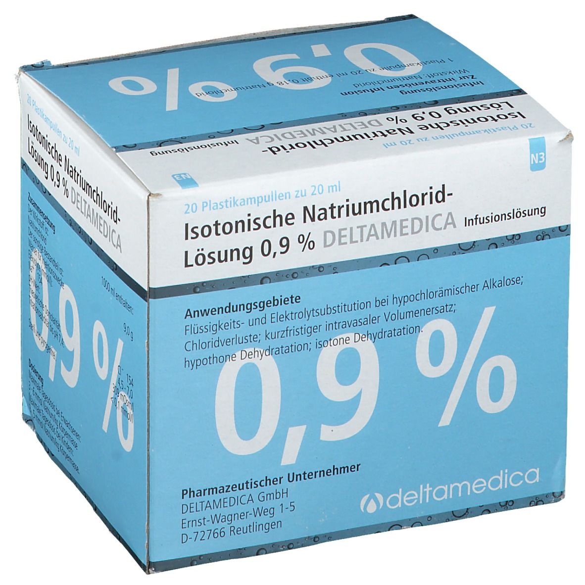 Isotonische Natriumchlorid-Lösung 0,9 % Deltamedica 20X20 ml Infusionslösung