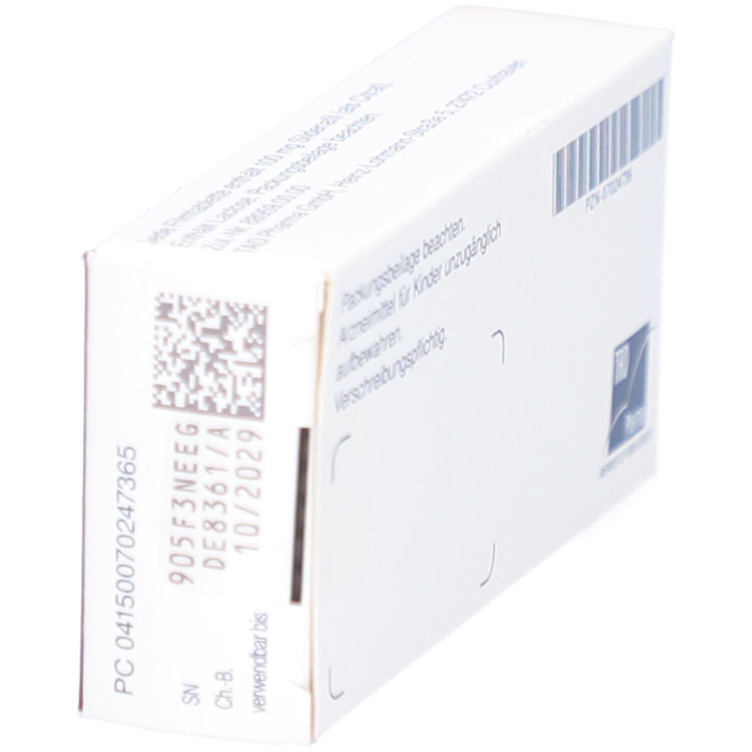 Seitenansicht der Sildegra 100 mg Schachtel. Aufdruck mit Chargennummer und Verfallsdatum.