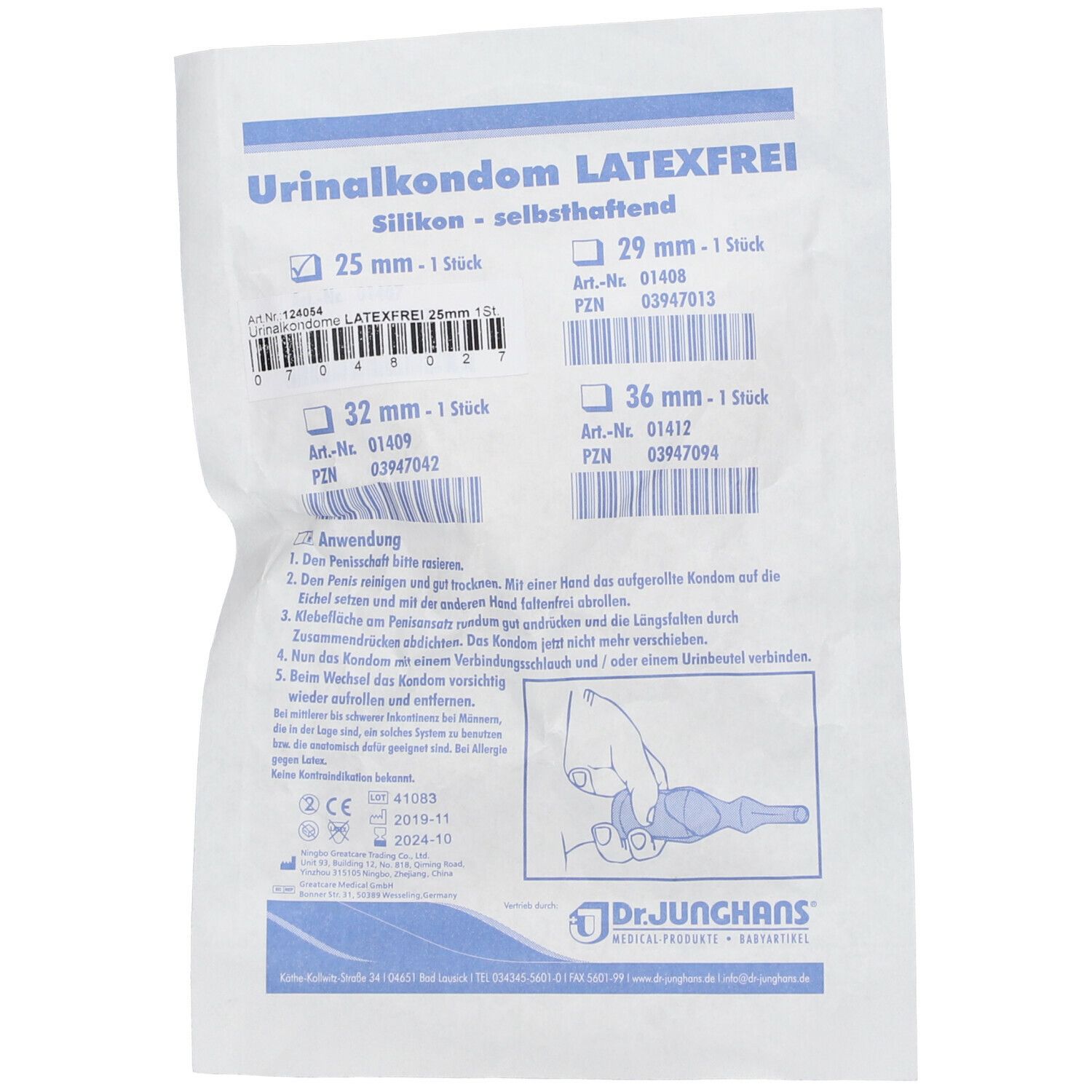 Urinalkondom 25 mm latexfrei selbsthaftend 1 St Kondome