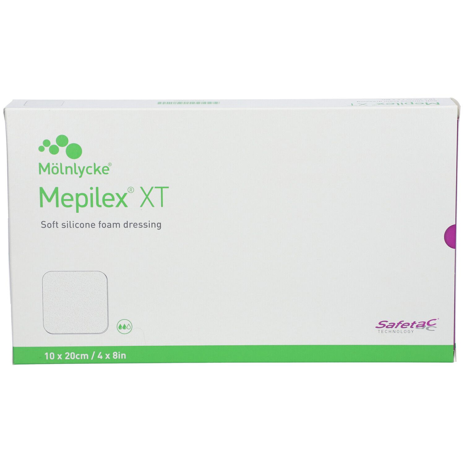 Mölnlycke Mepilex XT Schaumverband, 10 x 20 cm, 4 Stück. Weicher Silikon-Schaumverband.