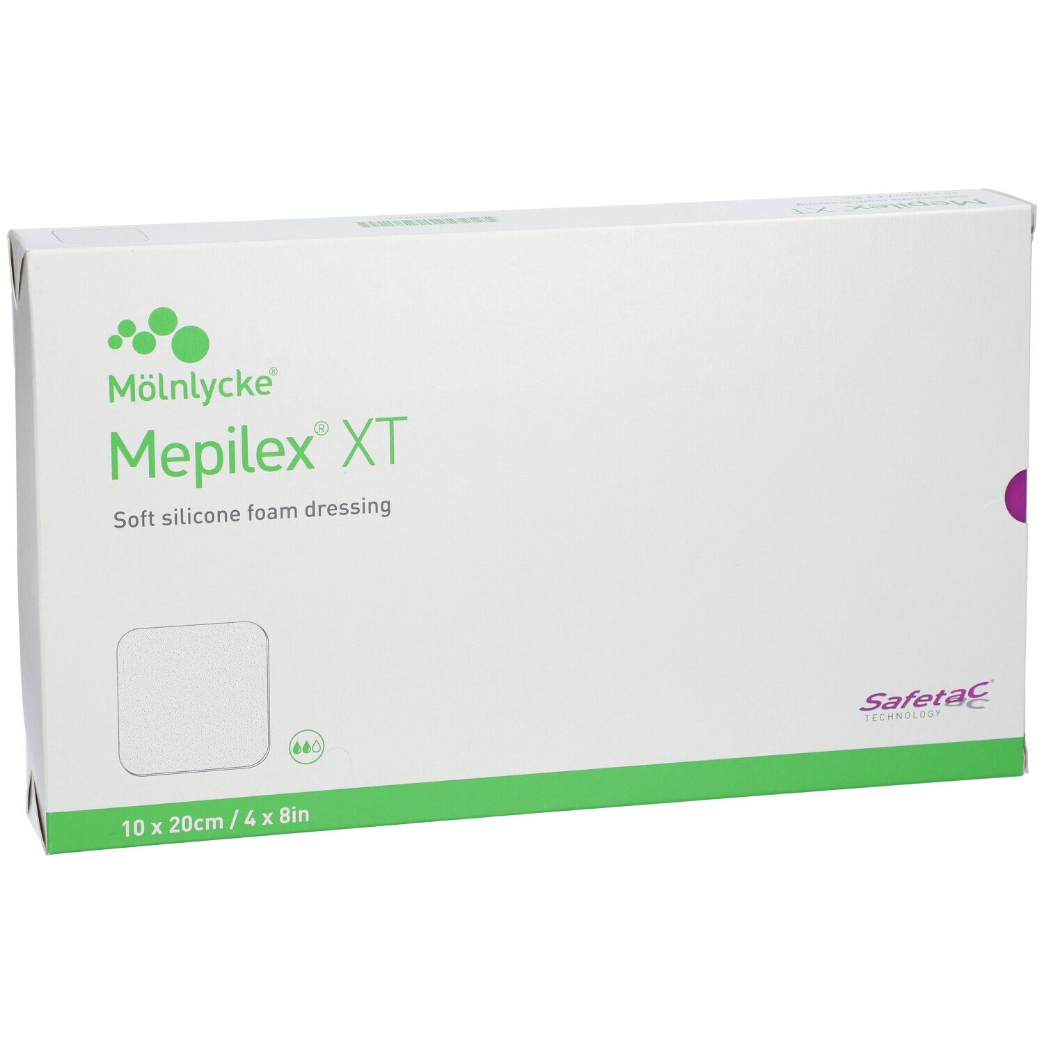 Mölnlycke Mepilex XT Schaumverband, 10 x 20 cm, 4 Stück. Weicher Silikon-Schaumverband.