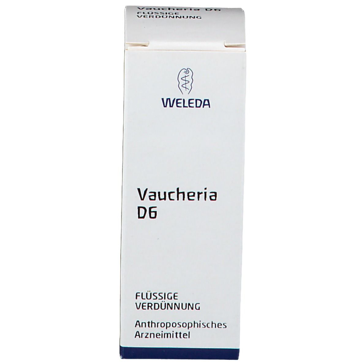 Weiße Produktverpackung mit Produktinformationen. Marke Weleda.