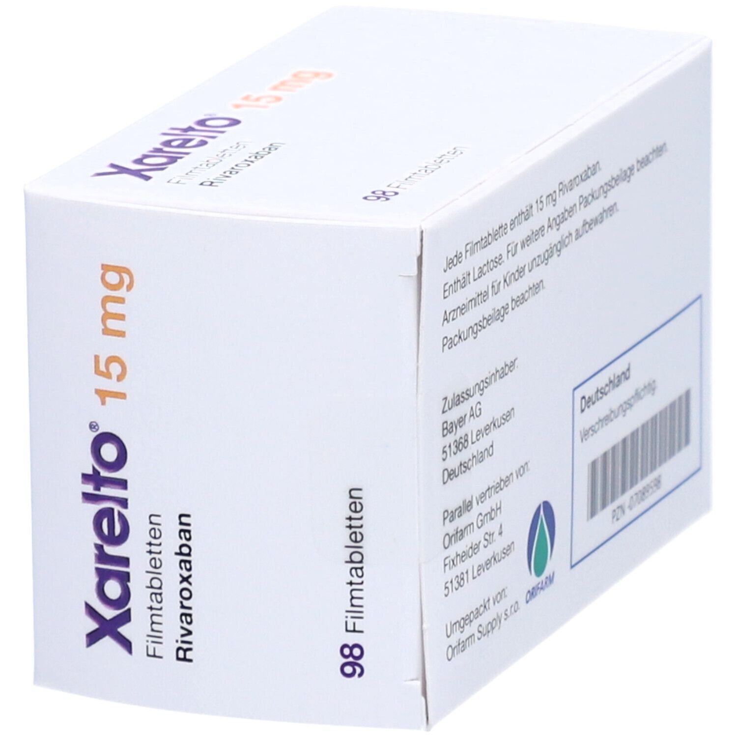 Xarelto 15 Mg 98 St Mit Dem E-Rezept Kaufen - Shop Apotheke